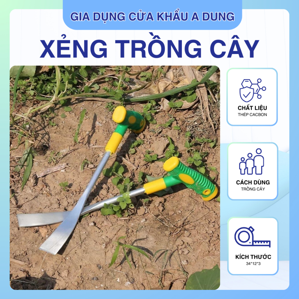 Xẻng trồng tỏi UTENEW, Xẻng Vườn Bằng Thép Tích Hợp, Dụng Cụ Trồng Cây Dày dặn Chống Mài Mòn Bền Dụng Cụ Làm Vườn Nhà