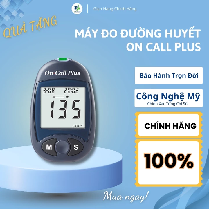 Máy Đo Đường Huyết On Call Plus Máy Test Tiểu Đường Tại Nhà, Bảo Hành Trọn Đời ( Chưa Bao Gồm Que Test )