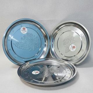 [Giá Xưởng] Combo 2 Khay tròn inox chùm nho có đủ cỡ dùng cho gia đình quán ăn tiện dụng