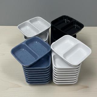 [Giá Xưởng] Combo 10 Khay Chấm 2 Ngăn Melamine Nhỏ 9x7cm – Đựng Muối Tiêu, Nước Mắm Tiện Lợi