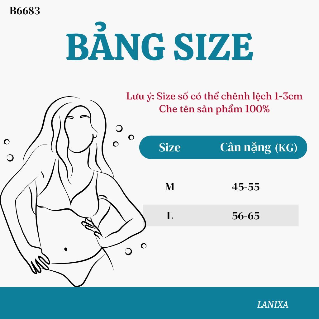 Áo bra nữ su đúc cao cấp dáng lửng đệm mút sẵn mỏng nhẹ tàng hình co giãn linh hoạt LANIXA B6683