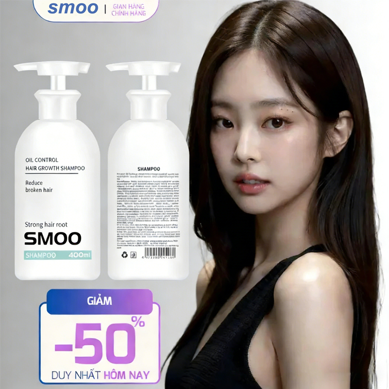Dầu gội SMOO: Kiểm soát dầu, thúc đẩy sự phát triển của tóc, giúp tóc chắc khỏe, mềm mượt.