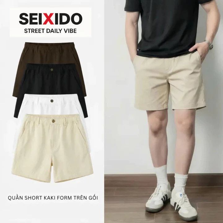 Quần short kaki nam Seixido quần đùi casual chất liệu kaki thuần cotton cao cấp co giãn nhẹ [ có combo ] N038