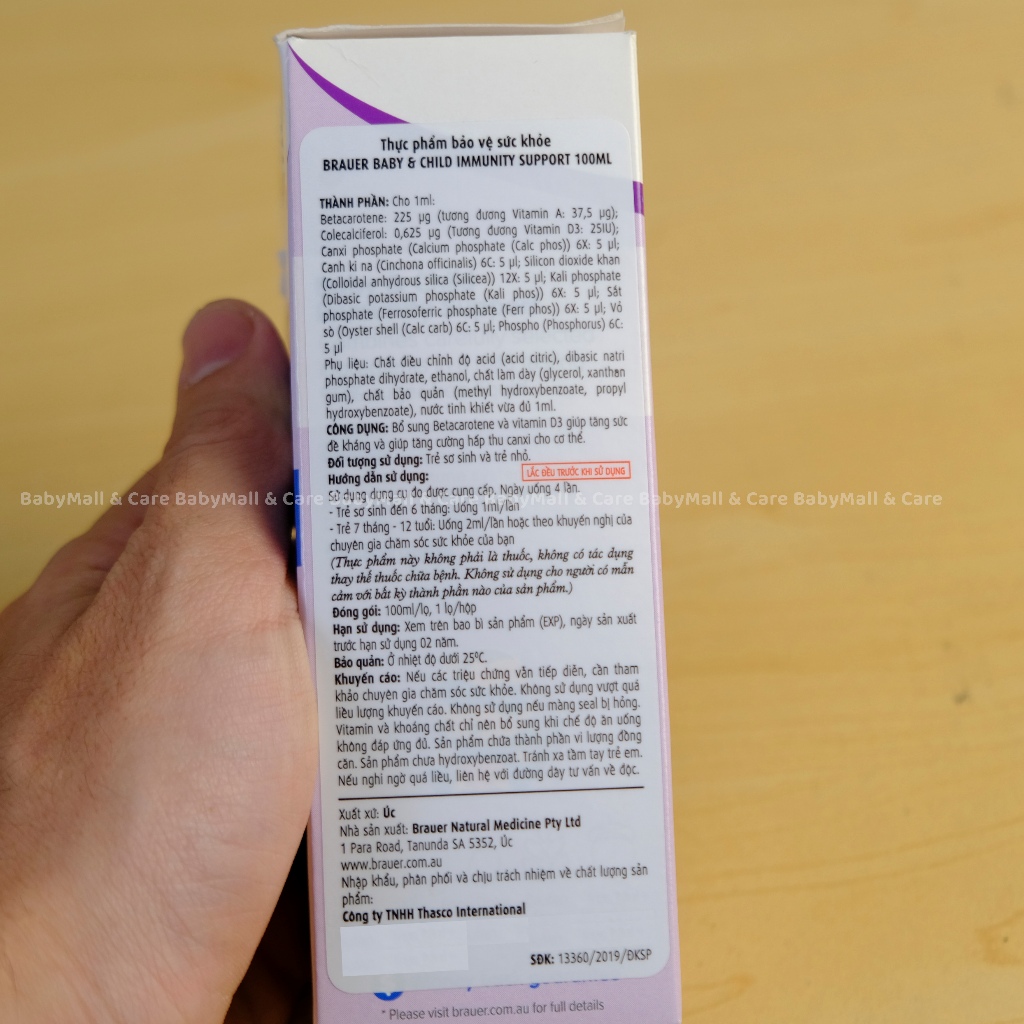 Thực phẩm Bảo Vệ Sức Khỏe BRAUER BABY & CHILD IMMUNITY SUPPORT 100ML