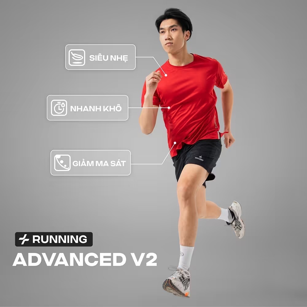 [TẶNG QUÀ ĐƠN 329K]Combo 2 áo thun nam thể thao chạy bộ Essentials Fast & Free Run II siêu nhẹ, áo đỏ Việt Nam Coolmate