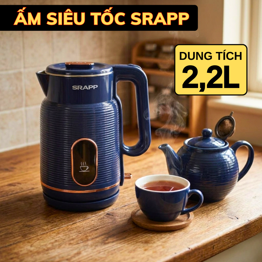 Ấm siêu tốc SRAPP ST-255 dung tích 2,2L ấm đun nước công suất 1500W tự ngắt khi sôi cực tiện lợi