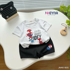 Bộ cotton hoạ tiết siêu nhân bé trai, bộ thun cotton mềm mát cho bé