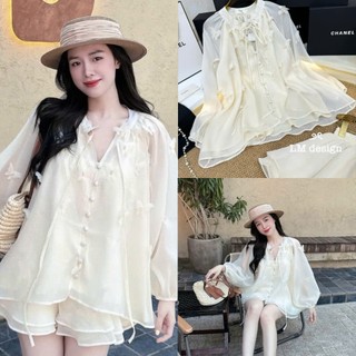 LOU BAE| Set Đồ Nữ Chất Tơ Gồm Áo Kèm Chân Váy Hai Lớp Hàng Chuẩn L1