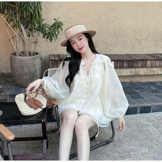 LOU BAE| Set Đồ Nữ Chất Tơ Gồm Áo Kèm Chân Váy Hai Lớp Hàng Chuẩn L1