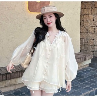 LOU BAE| Set Đồ Nữ Chất Tơ Gồm Áo Kèm Chân Váy Hai Lớp Hàng Chuẩn L1