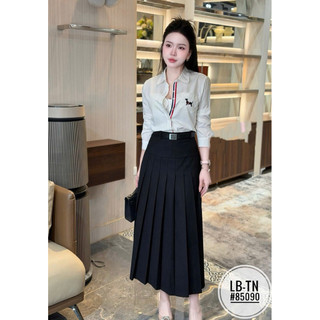 Áo sơ mi “Thôm” cổ đức sọc đỏ túi đáp hình cún basic #85090