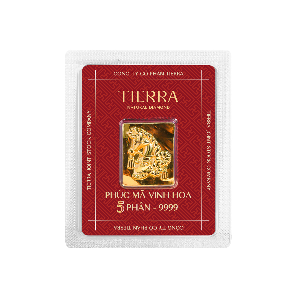 Thẻ Vàng Mỹ Nghệ 24K Tierra Tết Bính Ngọ 2026 - 5 Phân Ép Vỉ