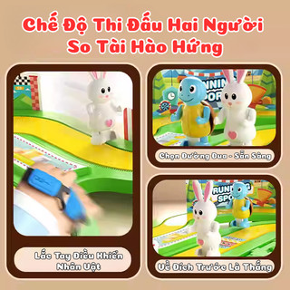 Đồ Chơi Đường Đua Điền Kinh Running Sport Rùa Và Thỏ Cảm Biến Chuyển Động - Đồ Chơi Vận Động, Đối Kháng 2 Người Vui Nhộn