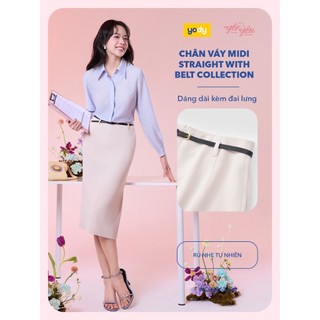 [THANH THỦY x YODY] Chân váy dáng suông YODY Straight có thắt lưng chuẩn công sở WCSK26S106