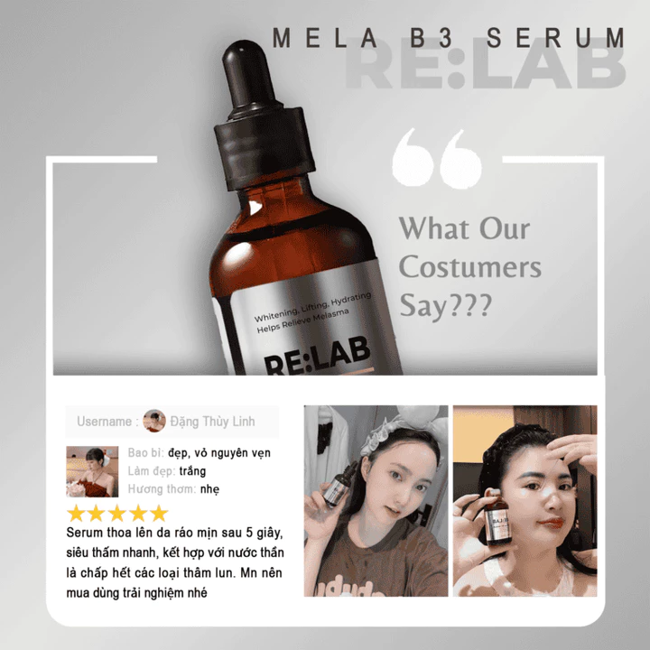 Serum nám RE:LAB MELA B3 SERUM giúp dưỡng ẩm, mờ nếp nhăn, làm trắng da, 50ml Hàn Quốc serum nám relab serum relab TN179