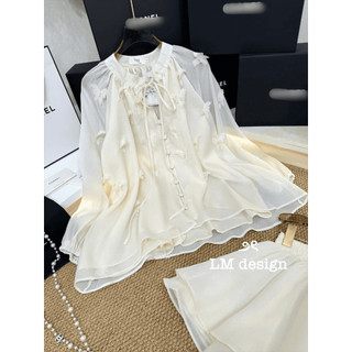 LOU BAE| Set Đồ Nữ Chất Tơ Gồm Áo Kèm Chân Váy Hai Lớp Hàng Chuẩn L1