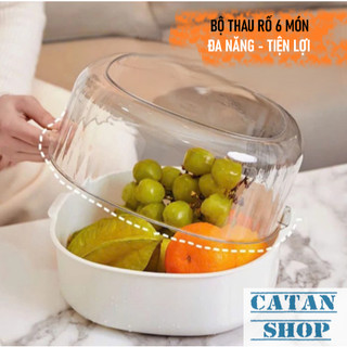 Bộ 6 Món Rổ Chậu Trong Suốt 3 Size Nhựa PP Cao Cấp Có Tay Cầm Đa Năng Tiện Lợi Tặng Kèm Sticker