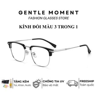 Mắt kính đổi màu thời trang nam nữ GENTLE MOMENT chống tia UV chống ánh sáng xanh phong cách đi học đi chơi GMX195