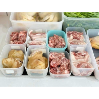 Combo 5 hộp trữ đông nắp hồng tupperware, nhựa nguyên sinh an toàn