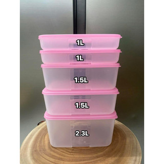Combo 5 hộp trữ đông nắp hồng tupperware, nhựa nguyên sinh an toàn
