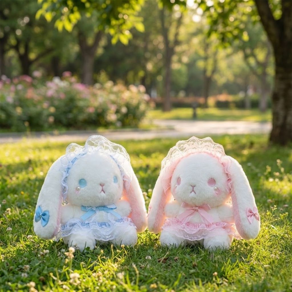Gấu Bông Thỏ Trắng Lolita Đội Mũ Ren Đính Chamr Siêu Đáng Yêu ,Thỏ Bông Xinh Xắn Làm Quà Tặng Sinh Nhật Cho Bé, Bạn Gái