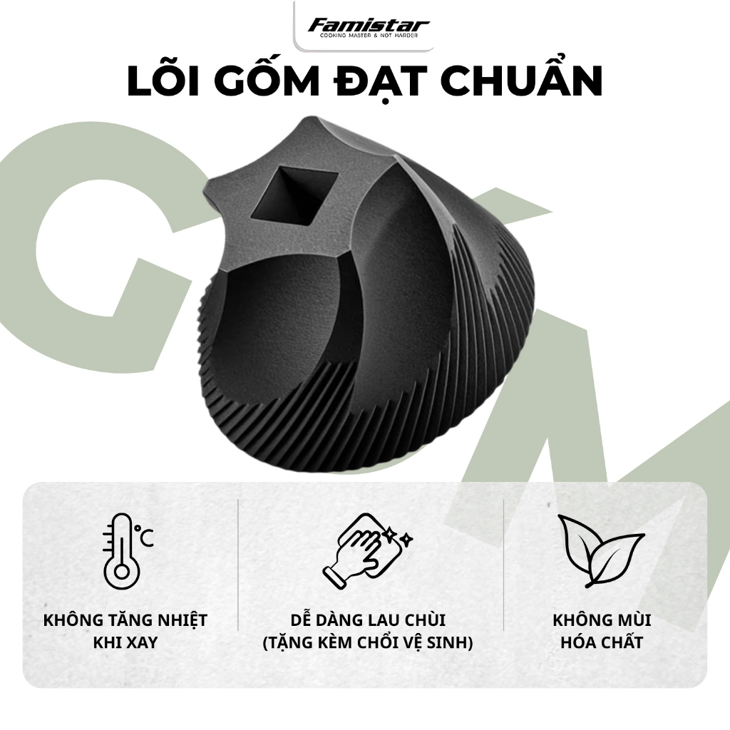 Máy Xay Cà Phê Mini Cầm Tay Cao Cấp Famistar , Lõi Gốm Xay Hạt Giữ Trọn Hương Vị, Nhỏ Gọn Tiện Lợi