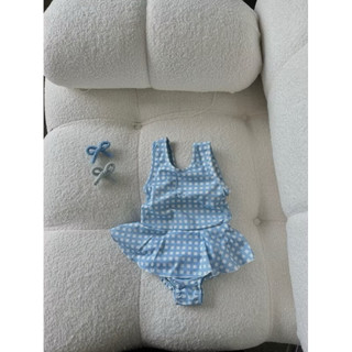 Set đồ bơi bé gái caro xanh xinh xắn