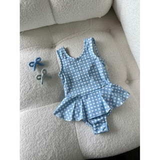Set đồ bơi bé gái caro xanh xinh xắn