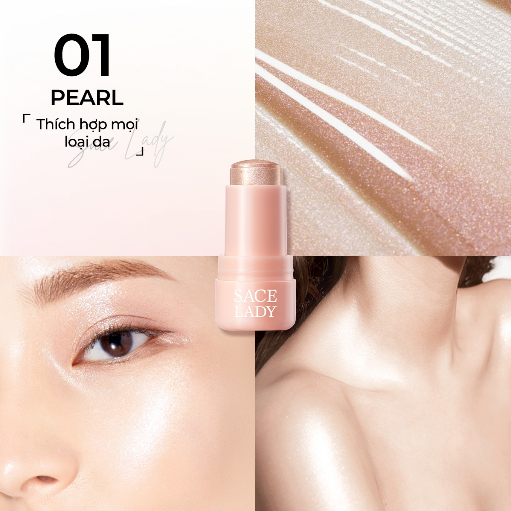 Bắt Sáng Highlight SACE LADY Dạng Thỏi  Nước Rạng Rỡ Lâu Trôi Phát Sáng Kết Cấu Thạch 8g