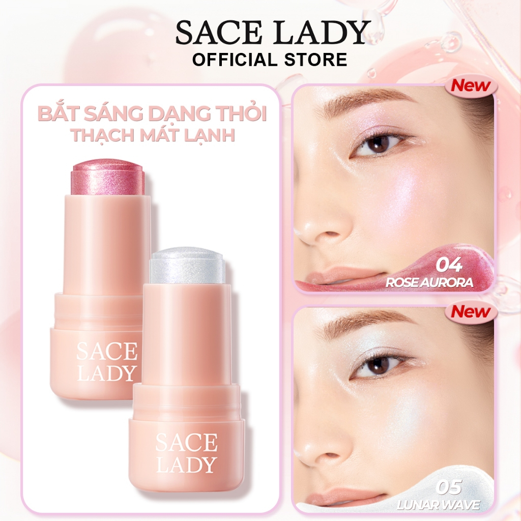 Bắt Sáng Highlight SACE LADY Dạng Thỏi  Nước Rạng Rỡ Lâu Trôi Phát Sáng Kết Cấu Thạch 8g
