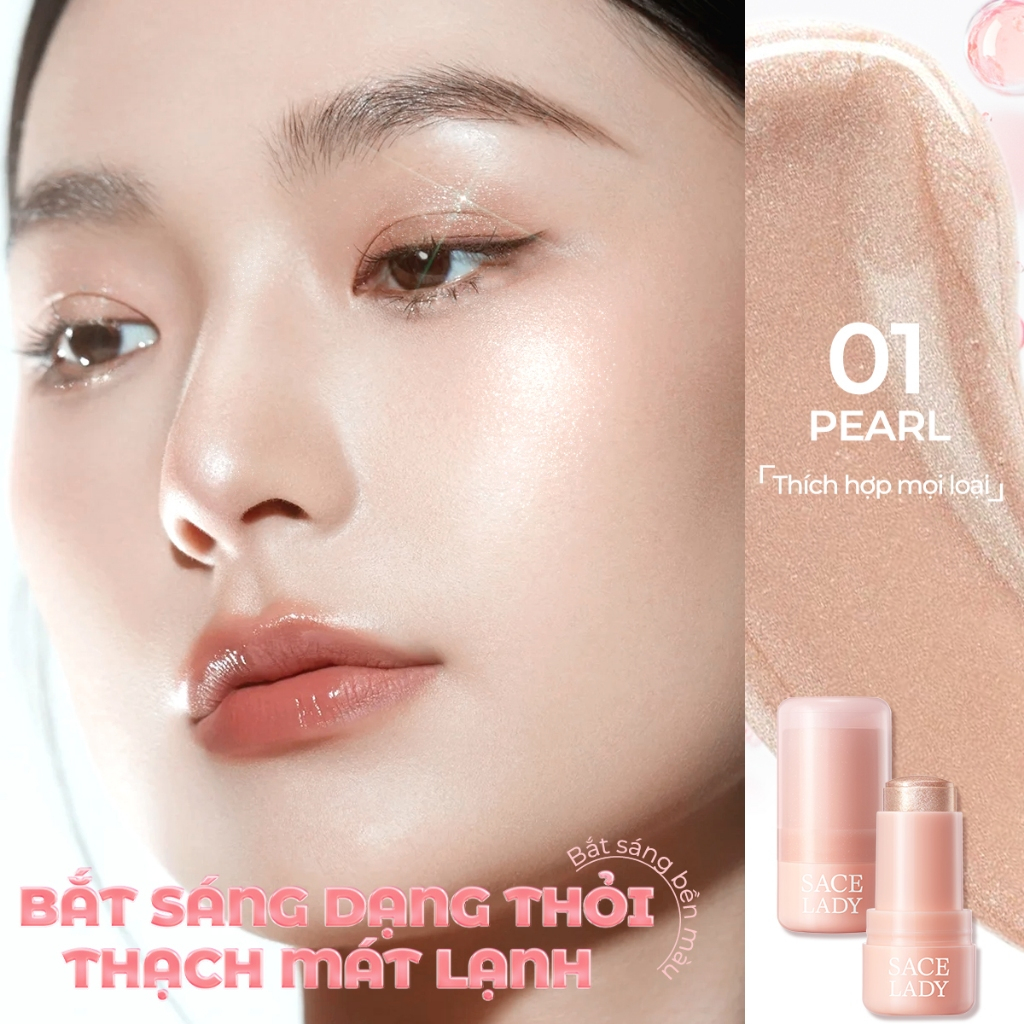 Bắt Sáng Highlight SACE LADY Dạng Thỏi  Nước Rạng Rỡ Lâu Trôi Phát Sáng Kết Cấu Thạch 8g