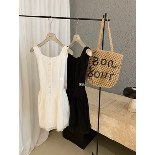 𝐏𝐡𝐢𝐞𝐧 𝐖𝐆𝐖𝐄 | (Sẵn) w8807 Váy Thô Sát Nách Form Vừa Vặn Ôm Xoè 2 Màu Trơn Cổ Tròn