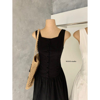 𝐏𝐡𝐢𝐞𝐧 𝐖𝐆𝐖𝐄 | (Sẵn) w8807 Váy Thô Sát Nách Form Vừa Vặn Ôm Xoè 2 Màu Trơn Cổ Tròn