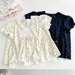 𝐌𝐈𝐄𝟗𝟔 𝐱 𝐖𝐆𝐖𝐄 | Áo Babydoll Nữ 0752 – Tay Ngắn, Linen 2 Lớp, Buộc Nơ Ngực, Dáng Ôm, Ulzzang Dễ Thương