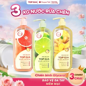 Nước Rửa Chén Bát TopGia Thành Phần Tự Nhiên, Làm Sạch Dầu Mỡ Hiệu Quả, Dịu Nhẹ Da Tay, Chai 1kg