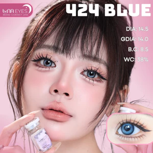 Lens mắt FD-424 BLUE màu xanh loang viền đen nổi bật, size lớn - thương hiệu LUNA EYES