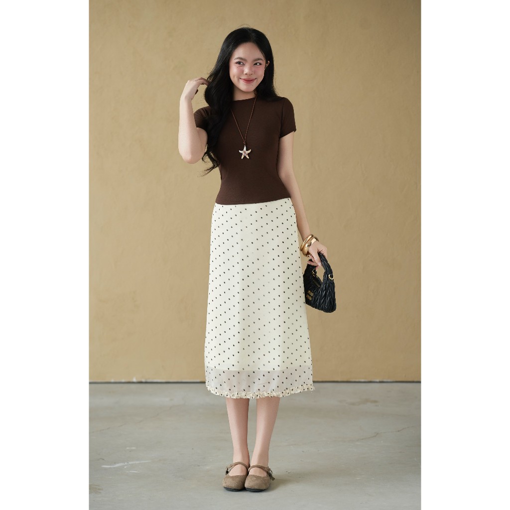 Áo thun nữ form ôm Basics Miều Est.2013 chất thun cotton 4 chiều co giãn
