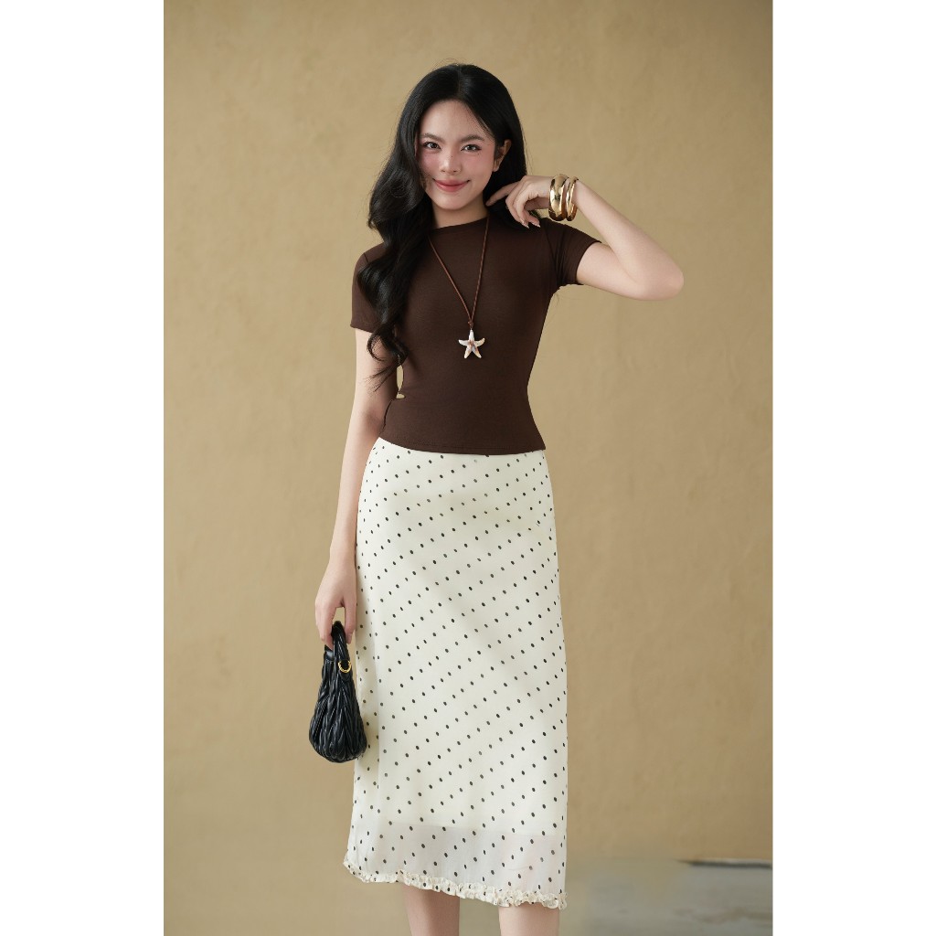 Áo thun nữ form ôm Basics Miều Est.2013 chất thun cotton 4 chiều co giãn