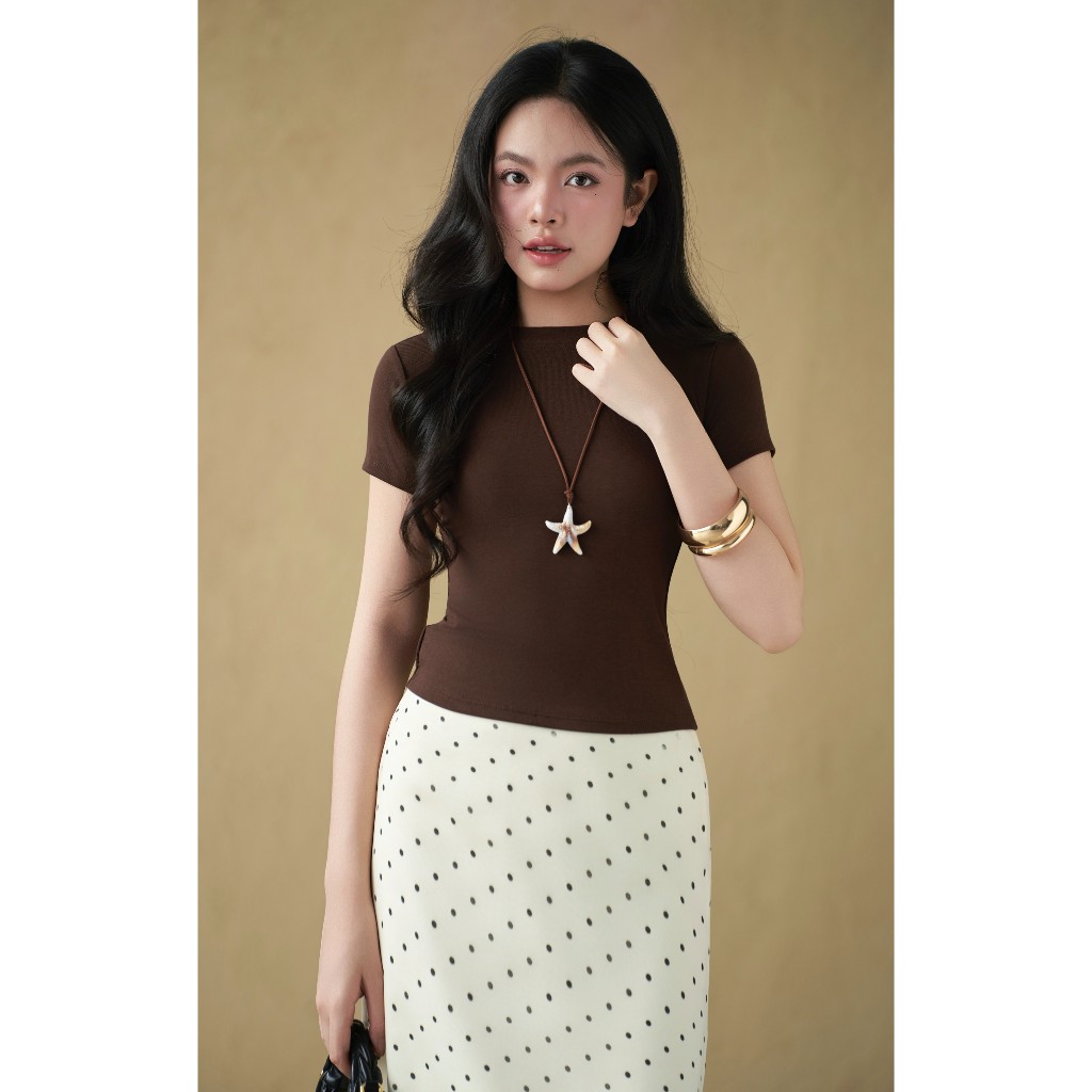 Áo thun nữ form ôm Basics Miều Est.2013 chất thun cotton 4 chiều co giãn