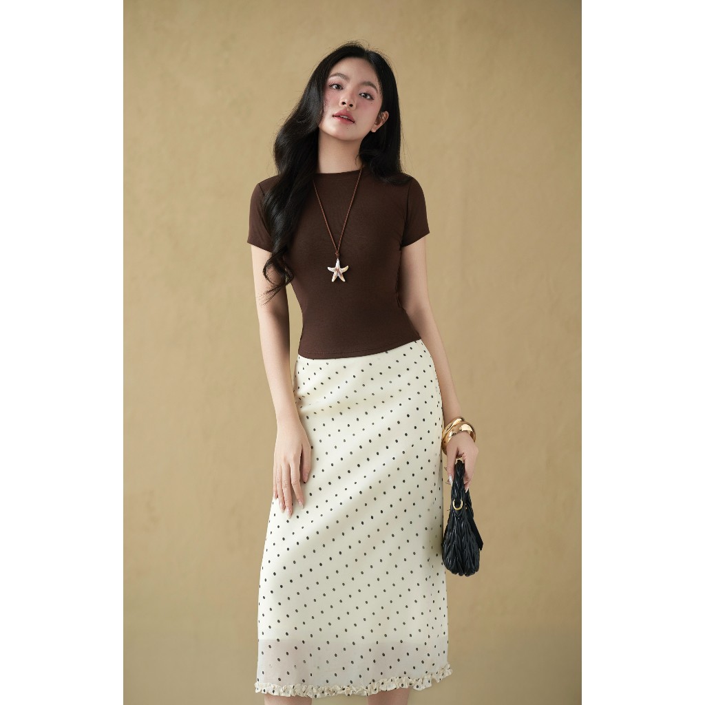 Áo thun nữ form ôm Basics Miều Est.2013 chất thun cotton 4 chiều co giãn
