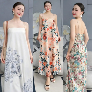 Đầm 2 Dây Dáng Suông In Họa Tiết Chất Vải Mềm Mịn Nhẹ Váy Maxi Freesize Mặc Nhà, Đi Chơi, Đi Biển VD01 - BEEKIDS