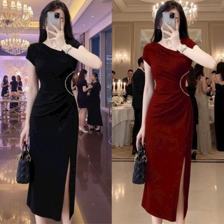 Đầm body dạ hội lệch vai cườm eo sang trọng hàng cao cấp TẶNG KÈM HOA TAI THỜI TRANG