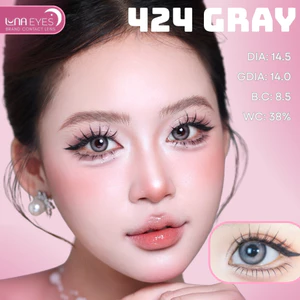 Lens mắt FD-424 Gray màu xám loang viền đen nổi bật, size lớn - thương hiệu LUNA EYES