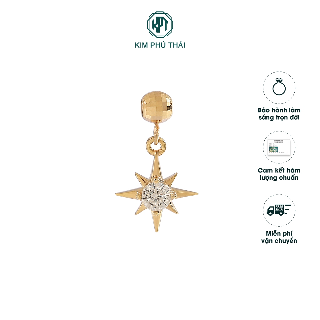 Charm Unisex KIM PHÚ THÁI Vàng 10K Ngôi Sao Đính Đá CZ Cao Cấp – C11