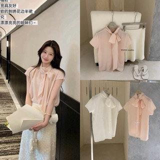 𝐏𝐡𝐢𝐞𝐧 𝐖𝐆𝐖𝐄 | (Sẵn) w8954 Áo Voan Kiểu Cổ Nơ Tiểu Thư Nhẹ Nhàng