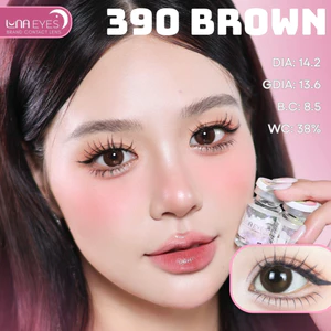 Lens mắt FC-390 Brown màu nâu tự nhiên, có viền, size vừa - thương hiệu LUNA EYES
