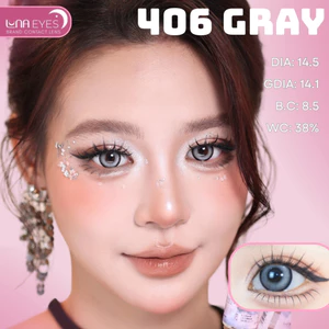 Lens mắt FC-406 Gray màu xám mắt mèo light sáng, viền đen, size lớn - thương hiệu LUNA EYES