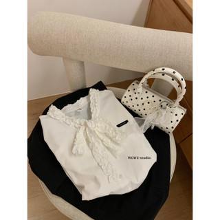 𝐏𝐡𝐢𝐞𝐧 𝐖𝐆𝐖𝐄 | W8950 Áo Sơ Mi Thô Cổ Bèo Cộc Tay Màu Trắng