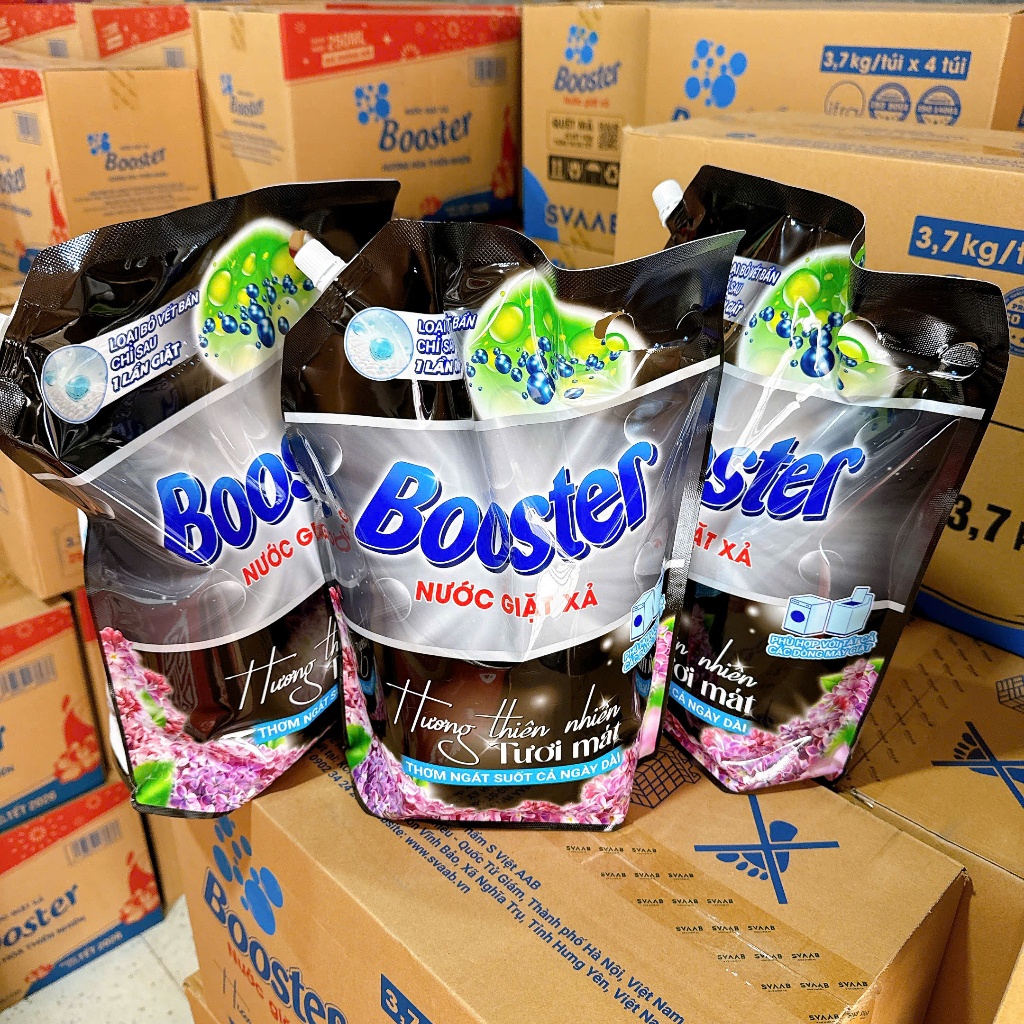 Thùng 4 túi Nước giặt xả Booster hương hoa thiên nhiên - Hàng chính hãng