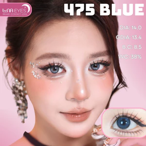 Lens mắt 475 Blue màu xanh trơn viền đen nhạt tự nhiên, size nhỏ - LUNA EYES brand